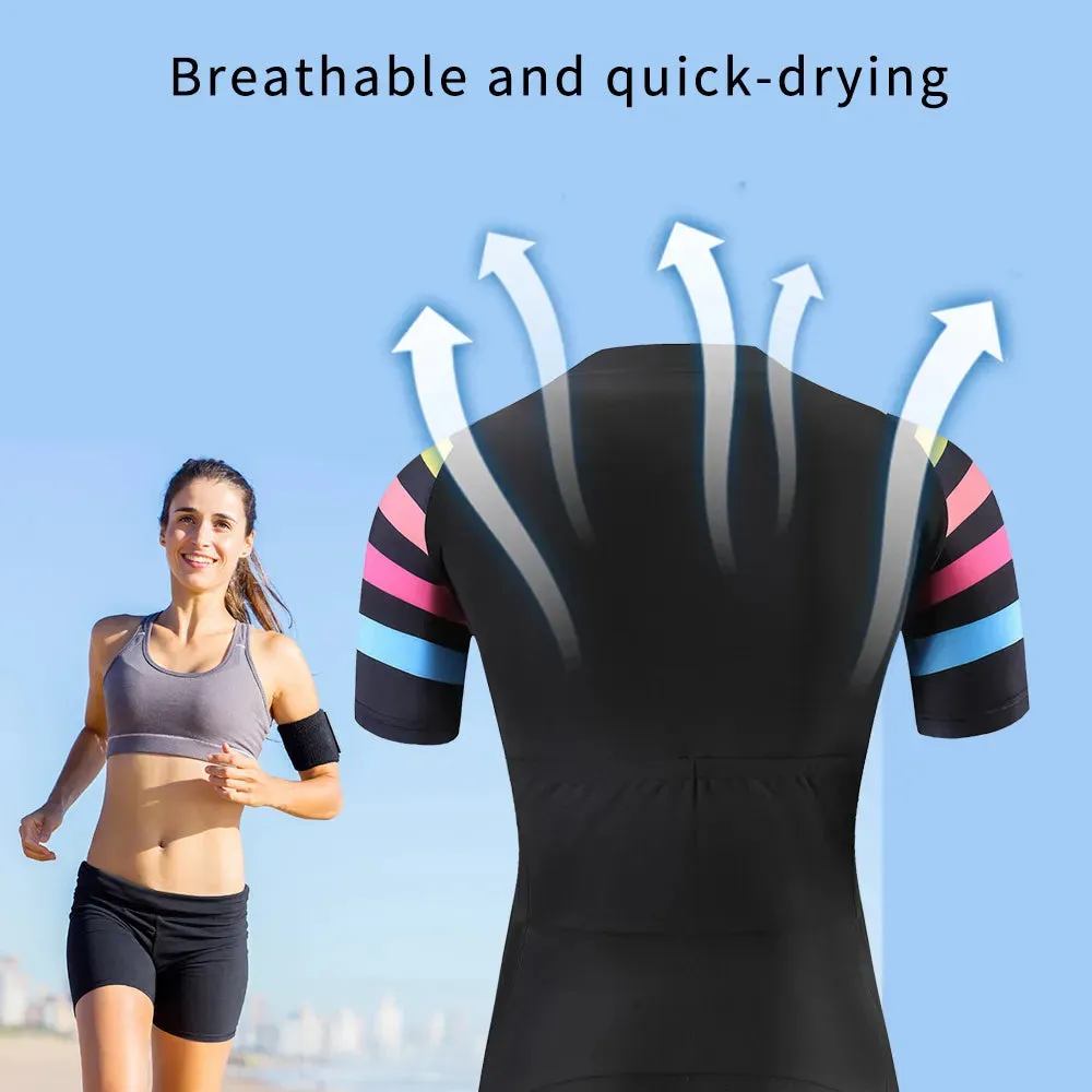 Women's Ladies Triathlon Sportswear Racing Team Jersey Jumpsuit Short Sleeve Tight Cycling Suit