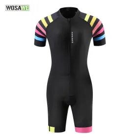 Women's Ladies Triathlon Sportswear Racing Team Jersey Jumpsuit Short Sleeve Tight Cycling Suit