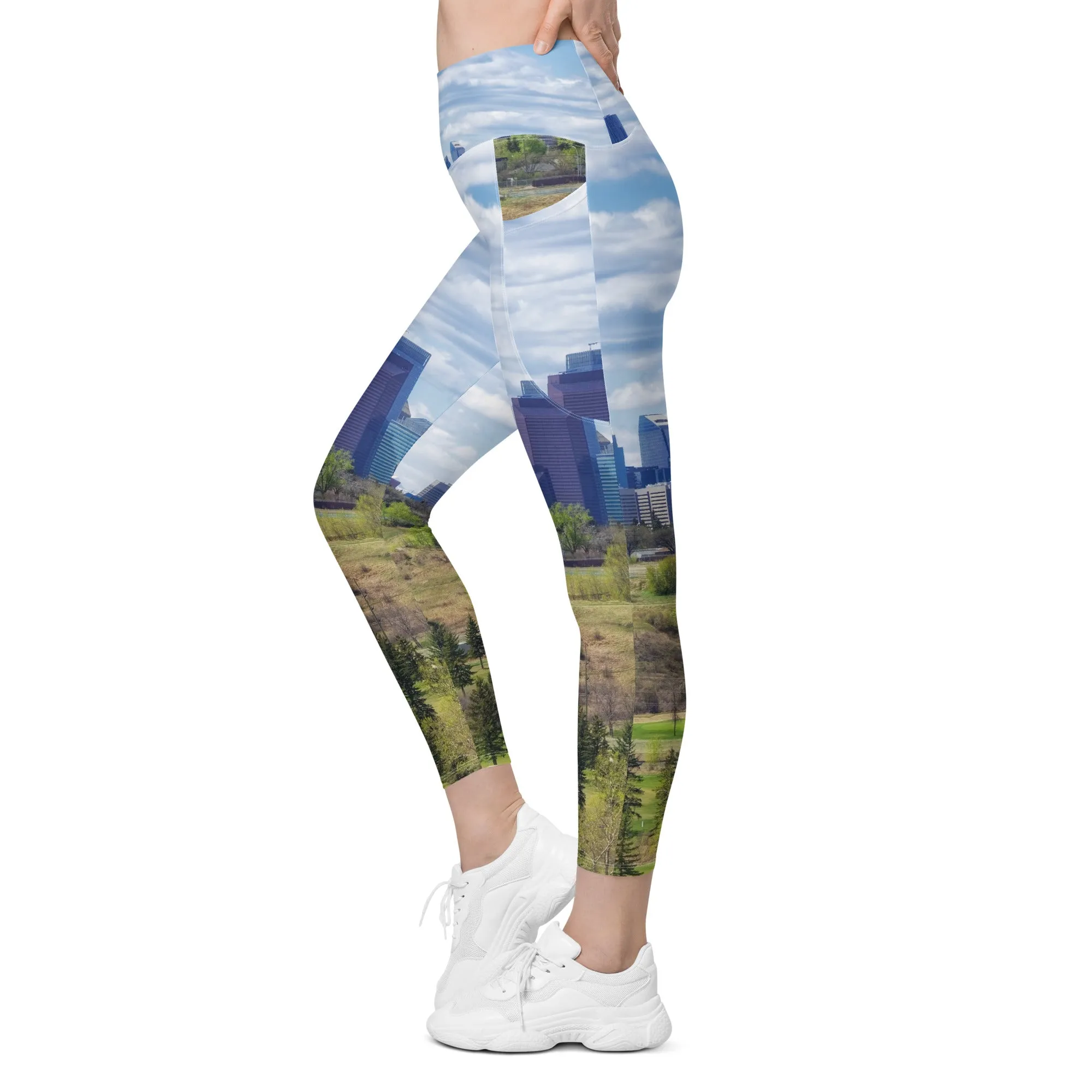 Women's Leggings with Pockets - Downtown Calgary Vista Heights Hill