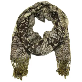 Women's Paisley Pashmina Scarf - Dark Brown