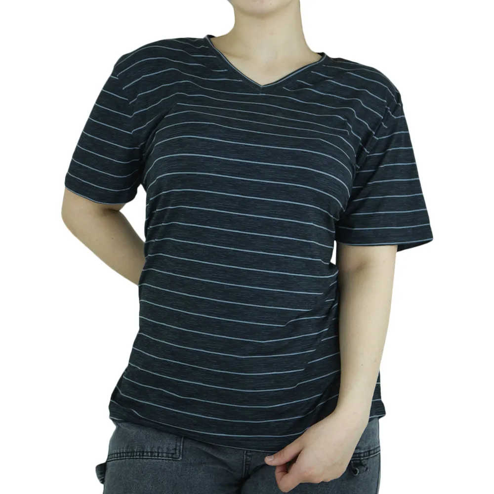 Women's Striped Casual Top,Dark Grey