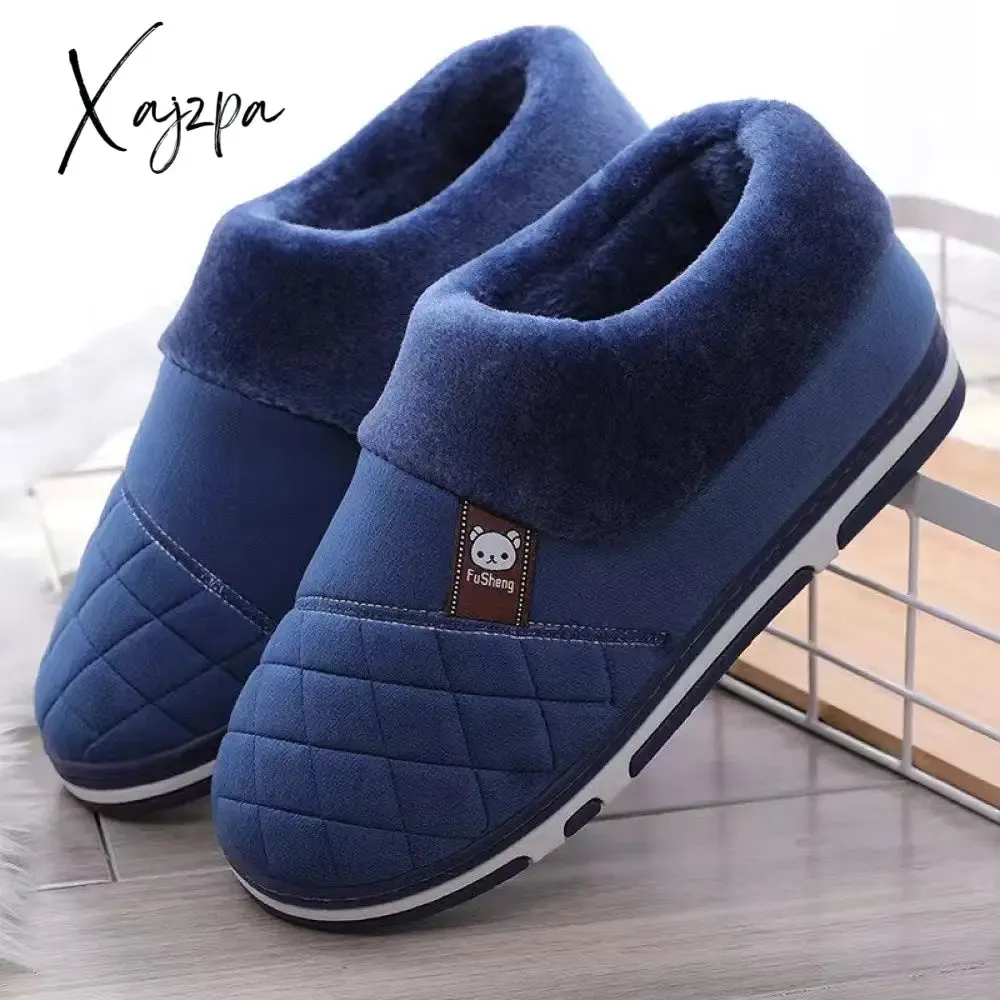 Xajzpa - Coslony Mens House Slippers Winter Shoes Women Home Slippers Indoor Warm Soft Sole Male Felt Slipper Moccasin Room Footwear