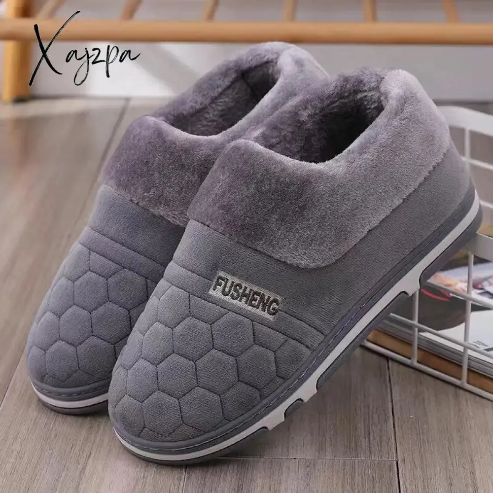 Xajzpa - Coslony Mens House Slippers Winter Shoes Women Home Slippers Indoor Warm Soft Sole Male Felt Slipper Moccasin Room Footwear