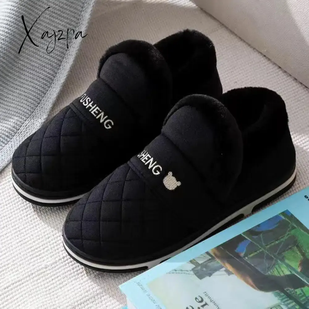 Xajzpa - Coslony Mens House Slippers Winter Shoes Women Home Slippers Indoor Warm Soft Sole Male Felt Slipper Moccasin Room Footwear