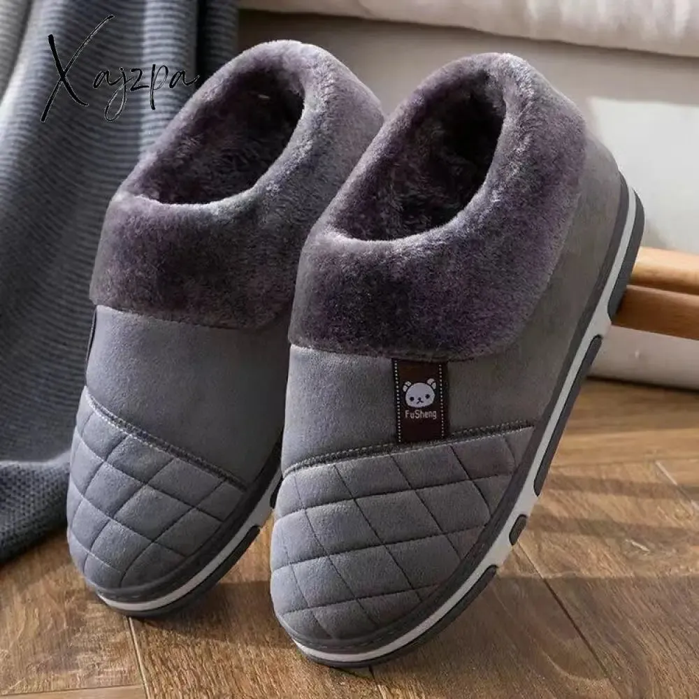 Xajzpa - Coslony Mens House Slippers Winter Shoes Women Home Slippers Indoor Warm Soft Sole Male Felt Slipper Moccasin Room Footwear