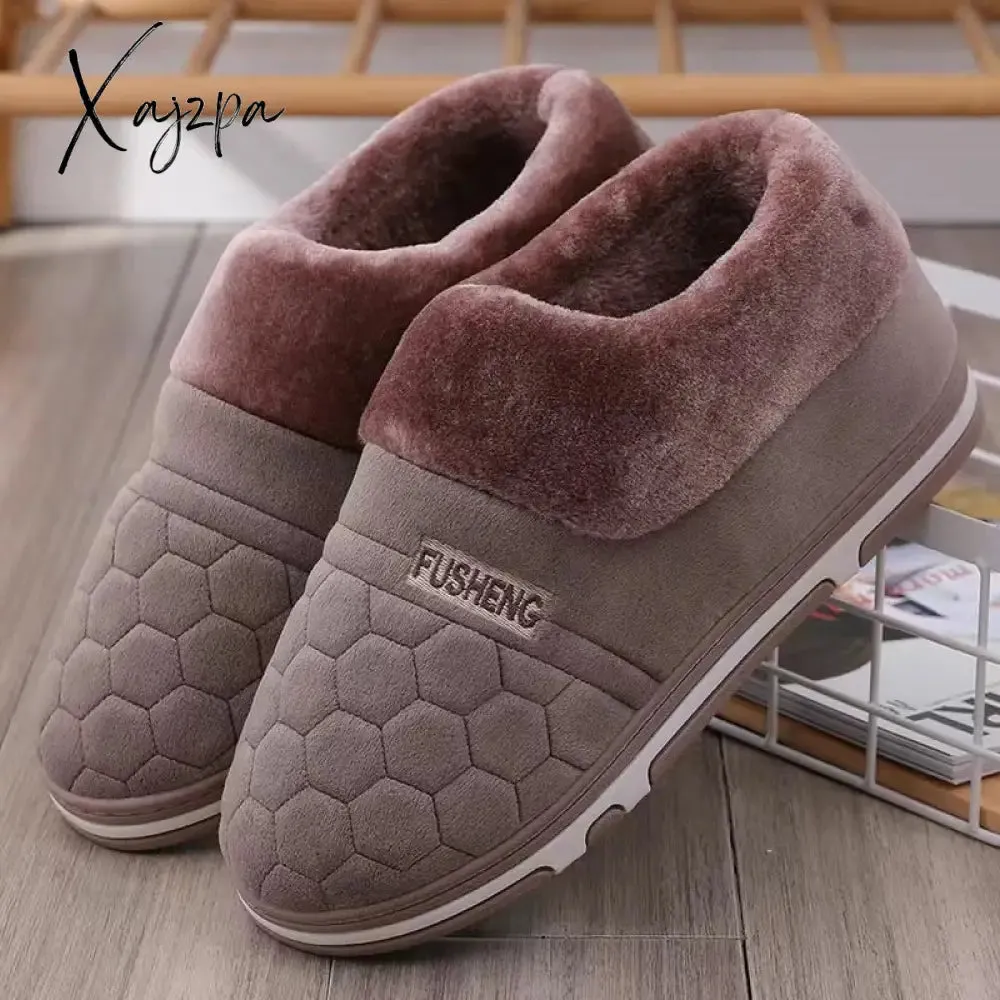 Xajzpa - Coslony Mens House Slippers Winter Shoes Women Home Slippers Indoor Warm Soft Sole Male Felt Slipper Moccasin Room Footwear