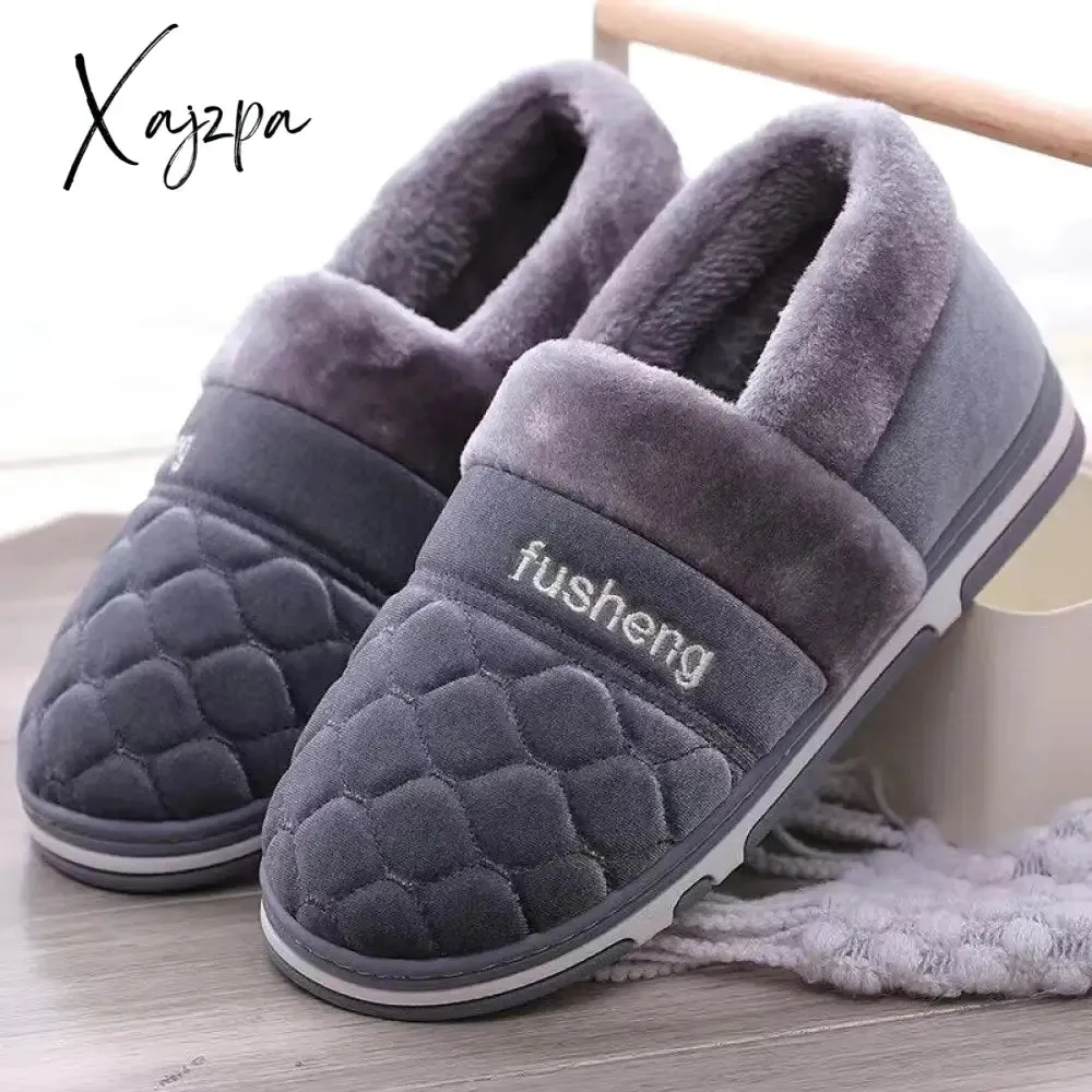 Xajzpa - Coslony Mens House Slippers Winter Shoes Women Home Slippers Indoor Warm Soft Sole Male Felt Slipper Moccasin Room Footwear