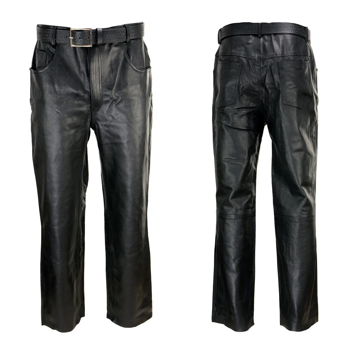 Xelement 860 Men's 'Classic' Black Loose Fit Motorcycle Casual Leather Pants