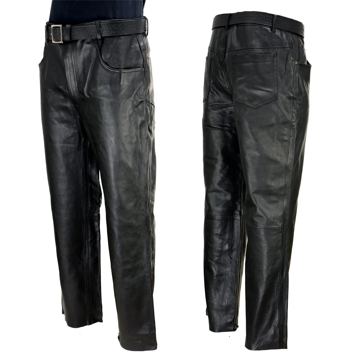 Xelement 860 Men's 'Classic' Black Loose Fit Motorcycle Casual Leather Pants