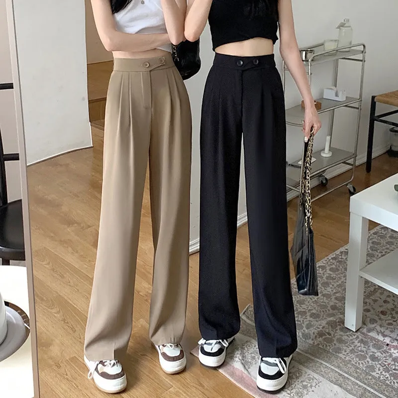 xiangtuibao Suit Pants Wide-Leg Pants Women's Summer High Waist Drooping Slimming Versatile Casual Loose Mop Thin Straight Suit Pants