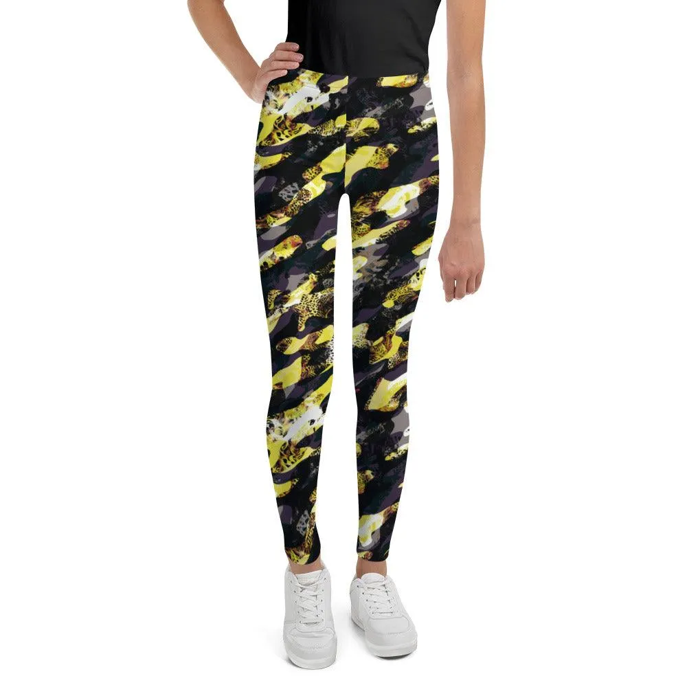 Yellow Camouflage Youth Leggings