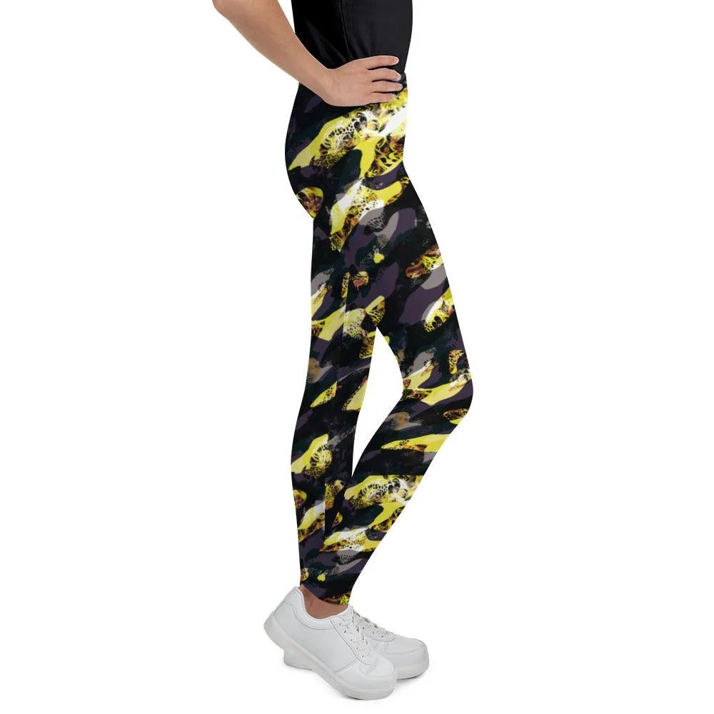 Yellow Camouflage Youth Leggings