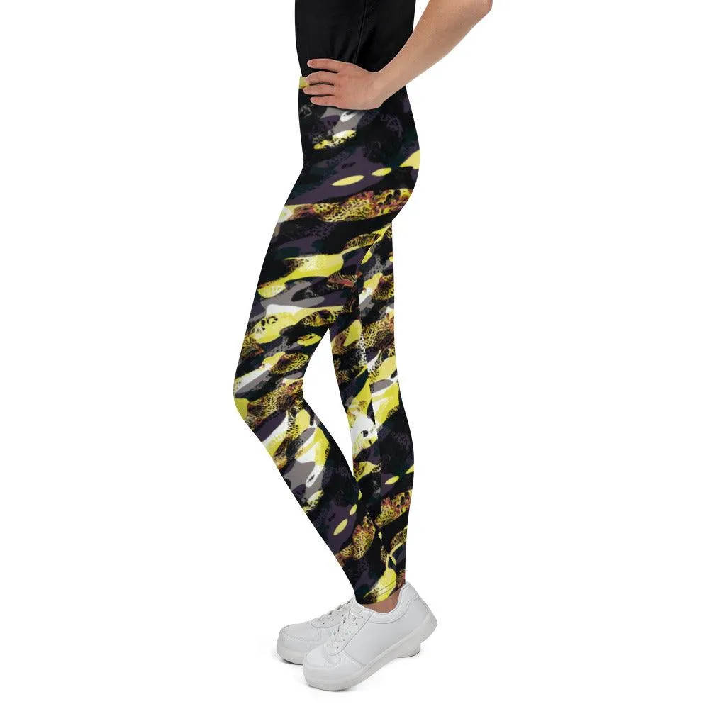 Yellow Camouflage Youth Leggings