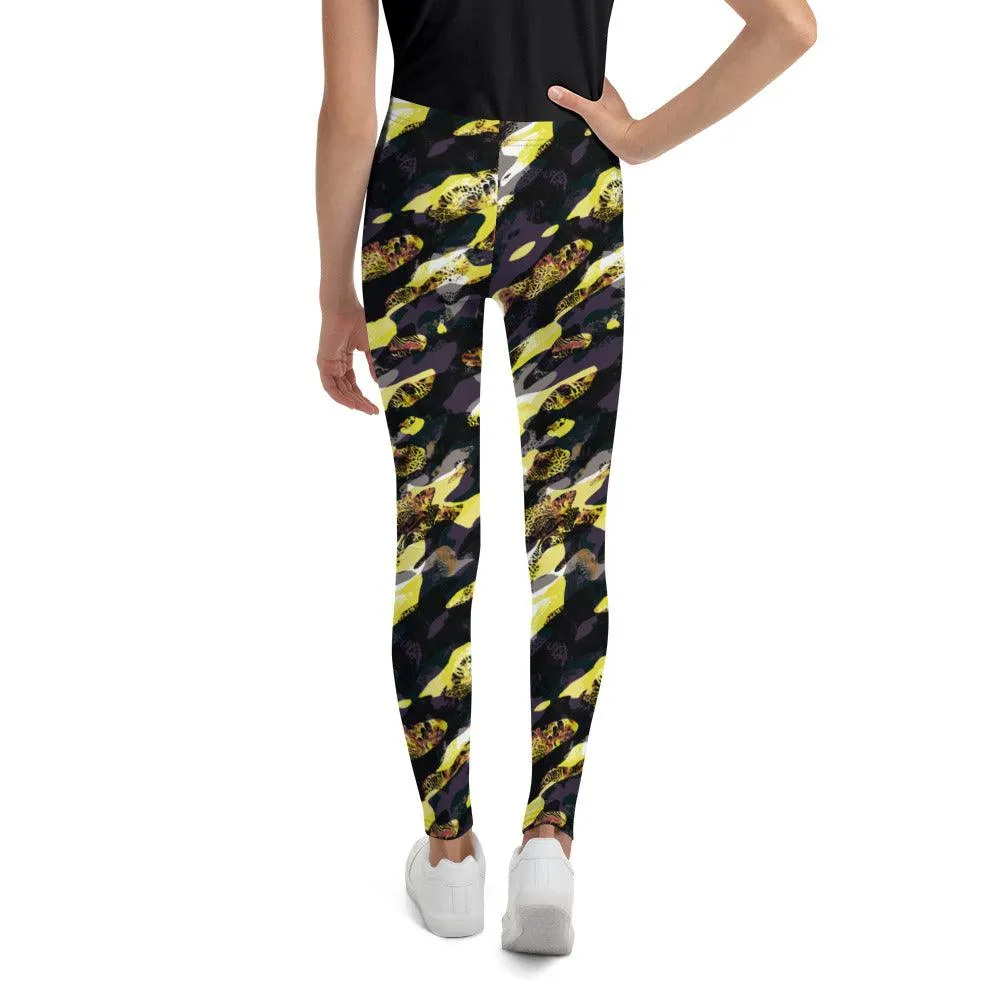 Yellow Camouflage Youth Leggings