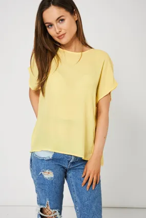 Yellow Top With Back Zip Detail